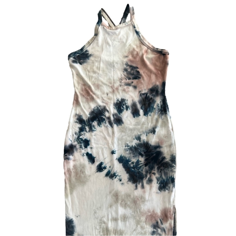 Heart & Hips Tie Dye Cross Strap Midi Dress w/ Slit Size Large